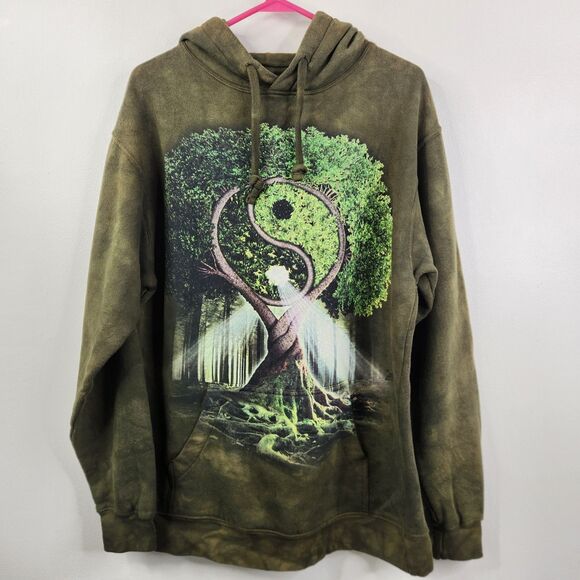 The Mountain Mens Oversized Yin Yang Tree Of Life Long Sleeve Pullover Hoodie S - Picture 1 of 6